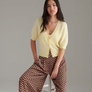 NWT Maeve Beth Puff-Sleeved Cashmere Cardigan